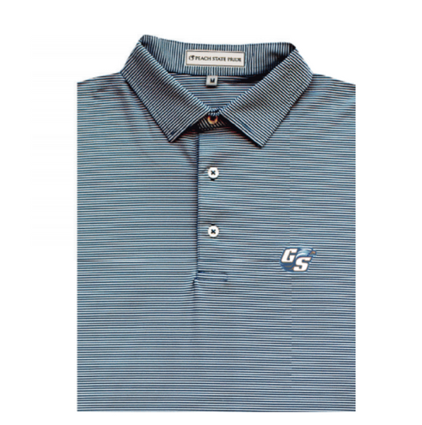 UGA Bulldog Head Loblolly Stripe Polo - Charcoal/White