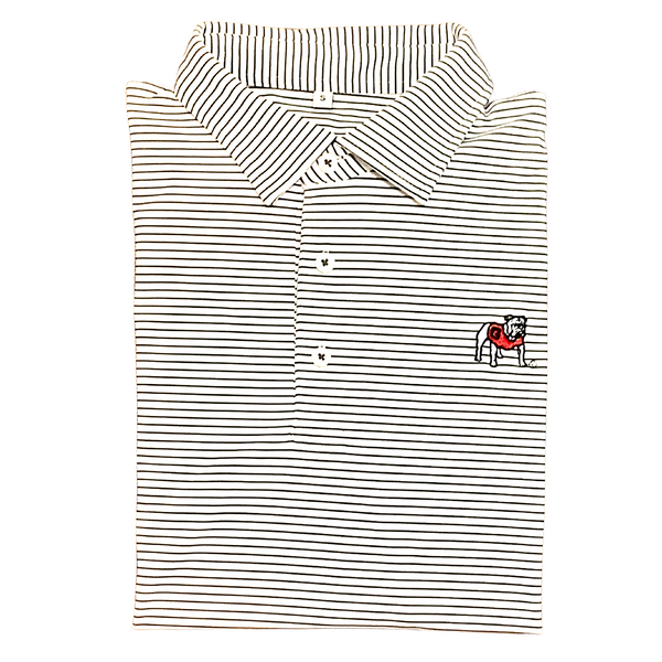 UGA Bulldog Head Loblolly Stripe Polo - Charcoal/White