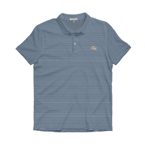 GSU Navy & Sky Blue Classic Stripe Performance Polo - Knit Collar