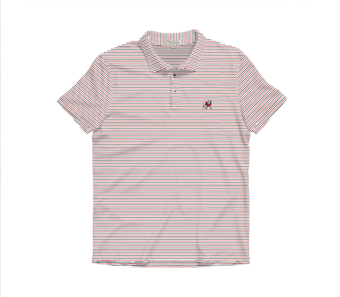 UGA Block G Red & Black Betula Stripe Performance Polo