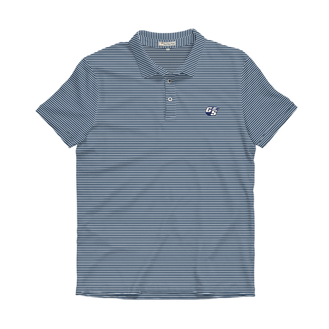 GSU Sky Blue & White Dogwood Stripe Performance Polo - Knit Collar