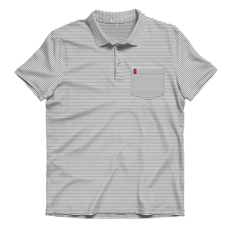 UGA Block G White, Red & Black Beech Stripe Polo