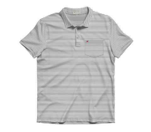 YOUTH UGA Standing Dawg Red & Black Beech Stripe Polo