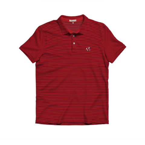 UGA Standing Dawg Red & Black Betula Stripe Performance Polo