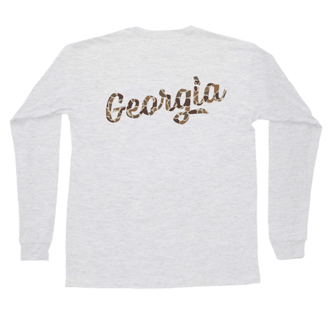 Georgia Tech Old Gold & White Heathered Azalea Stripe Performance Polo