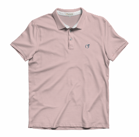 Navy & White Heathered Azalea Stripe Performance Polo